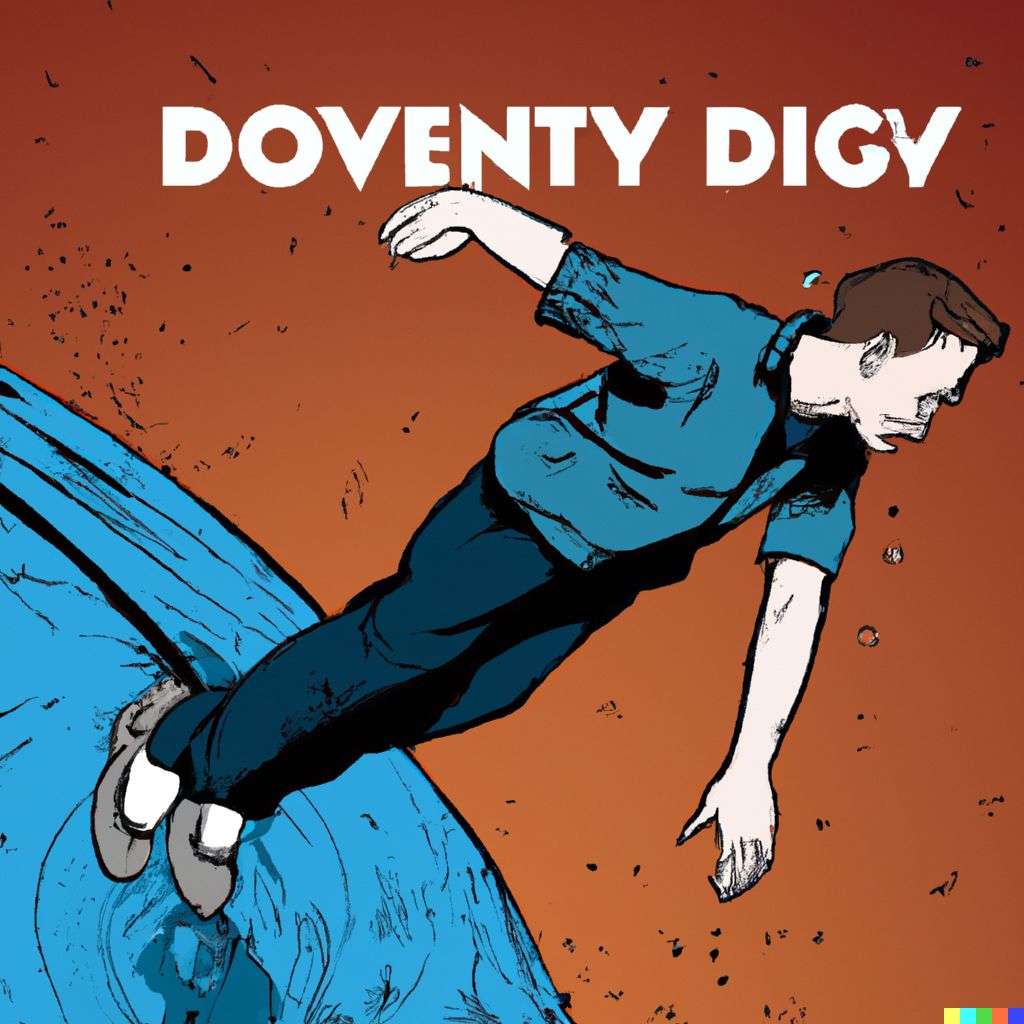 the discovery of gravity, comic book illustration, realism style
